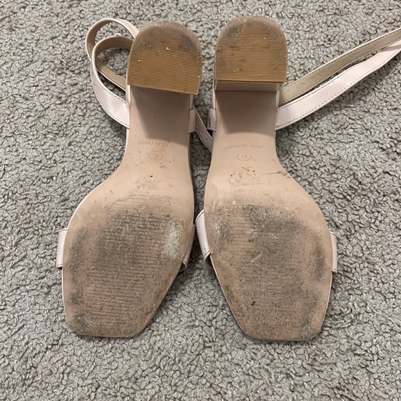 ASOS RAID Wink Blush Patent Square Toe Block Heeled Sandals - Picture 8 of 9